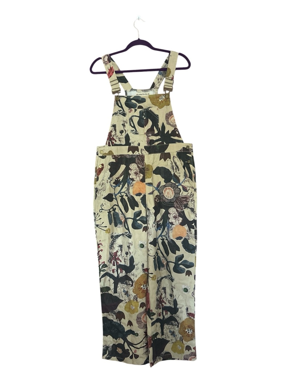 NWT SM Wardrobe Botanical Floral Print Boho Overalls Size Small